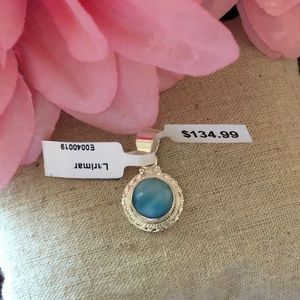 NWT Larimar Round Sterling Silver Pendant